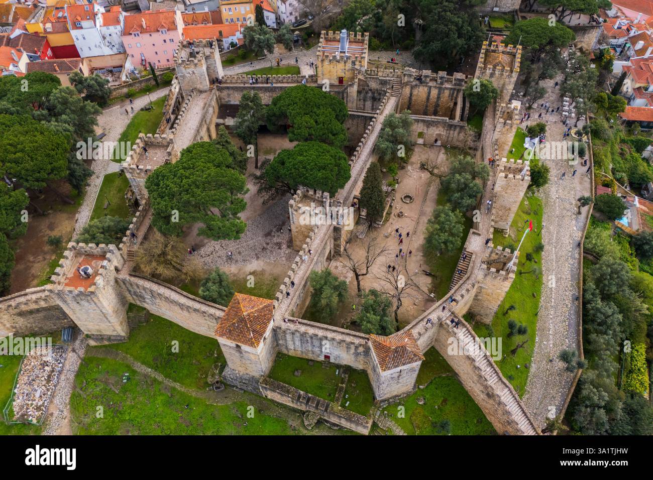 Aerial view of Sao Jorge Castle, known in English as Saint George's ...