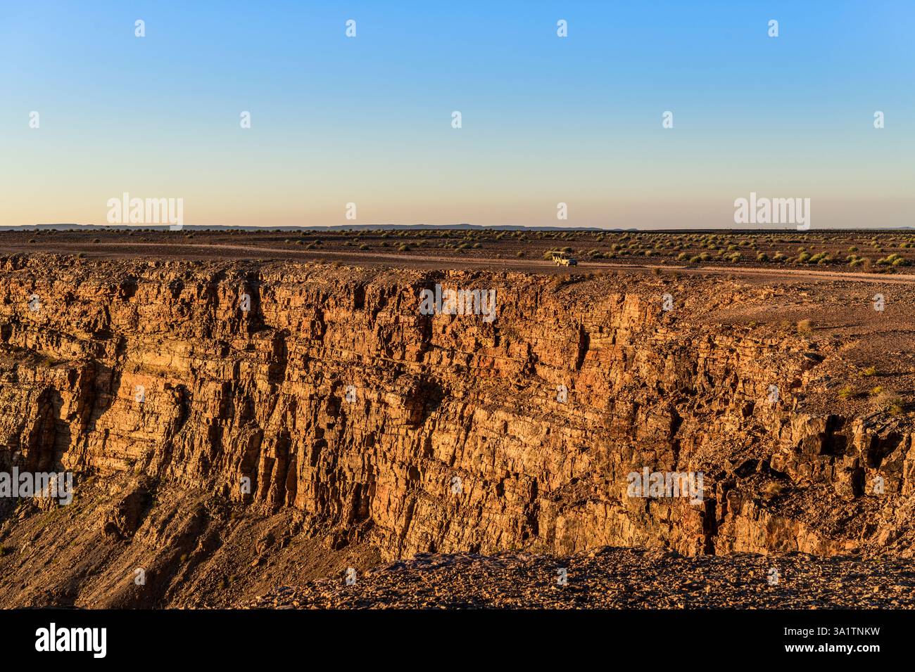Namibia Cliffs Tourist Tour Car driving at the Cliffs of Fishriver Canyon, Hobas ...