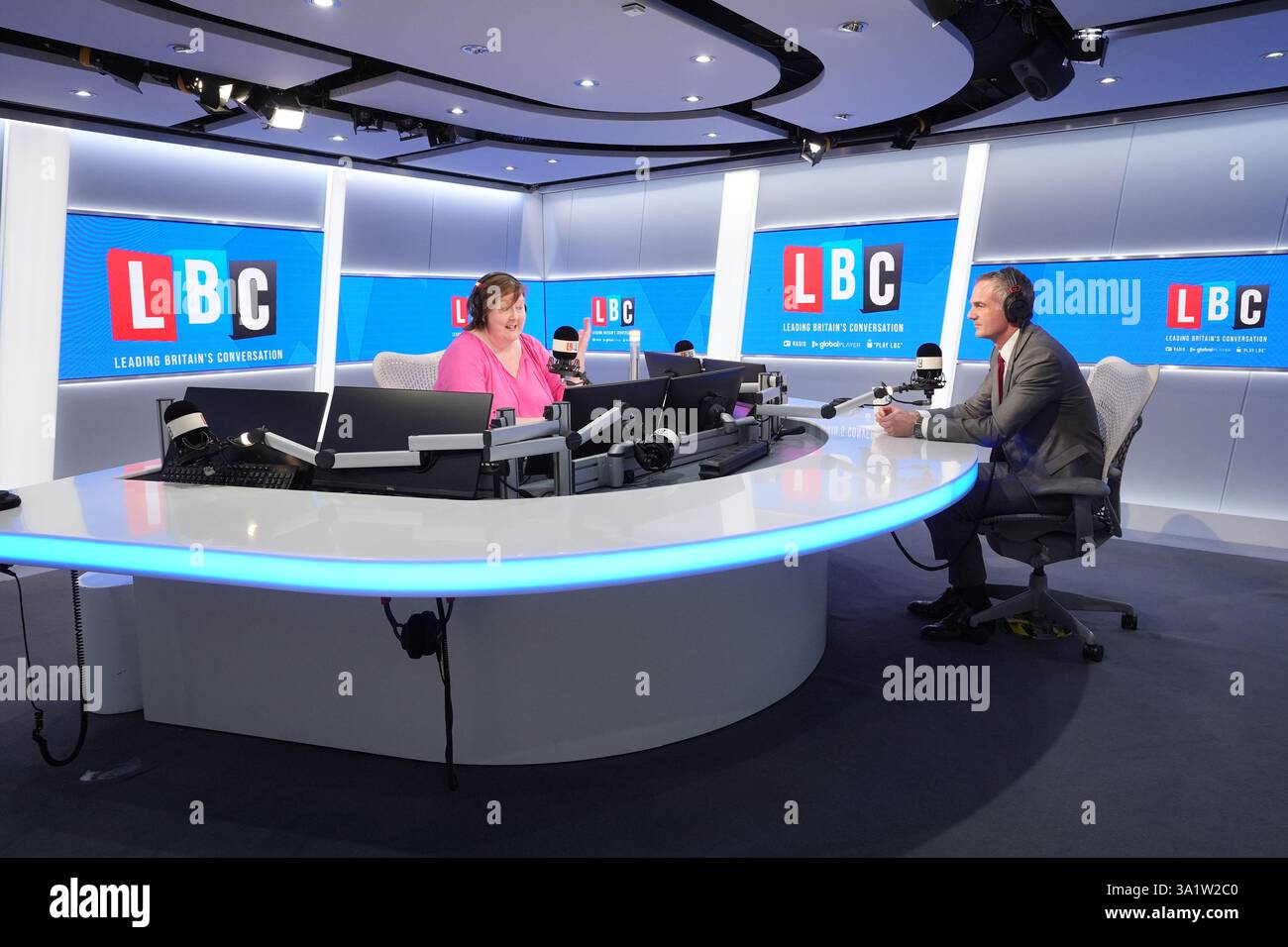 Science, Innovation and Technology Secretary Peter Kyle takes part in the Call the Cabinet phone-in on LBC hosted by Shelagh Fogarty at the Global Studios, London. Picture date: Monday March 10, 2025. Stock Photo