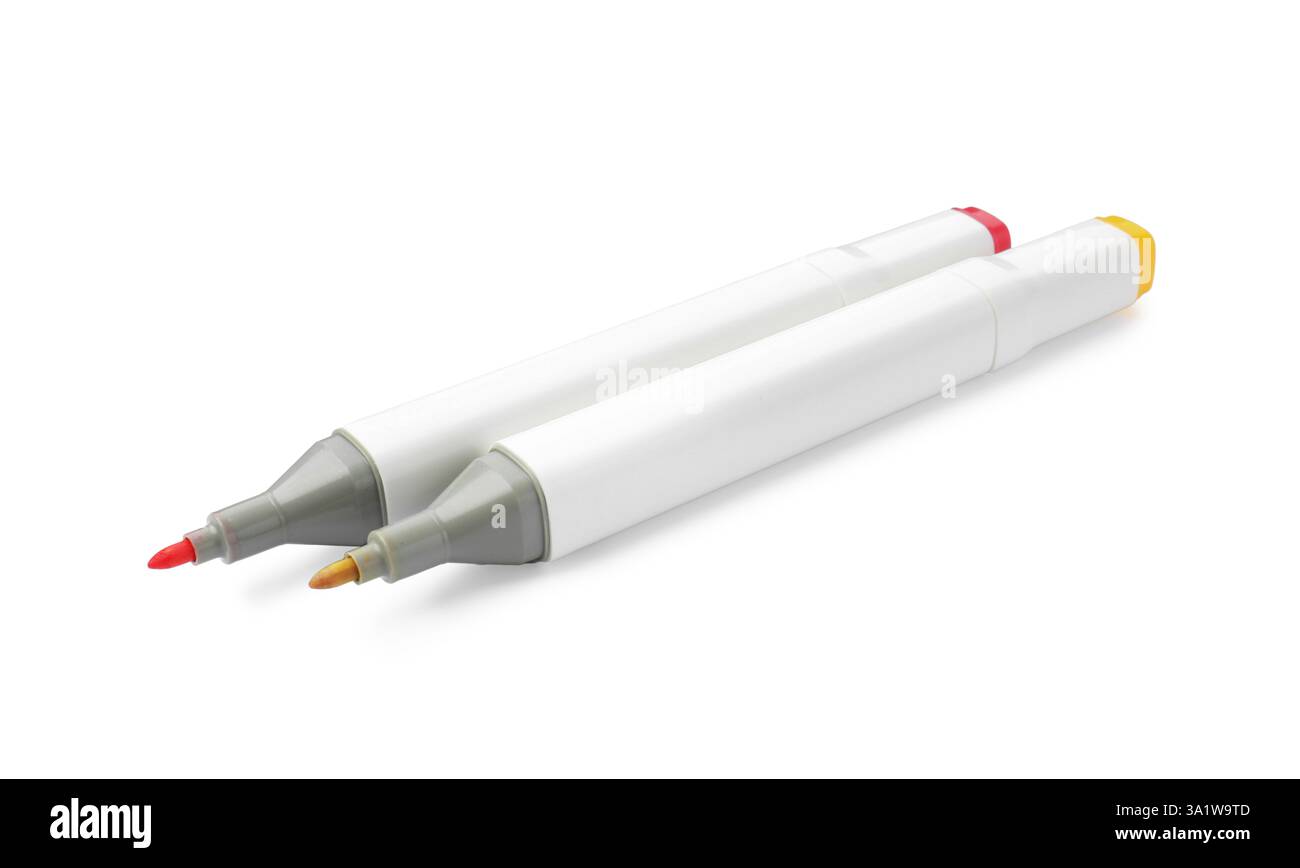 Two Pens Withe Background Two colorful marker pens on white background Stock Photo - Alamy