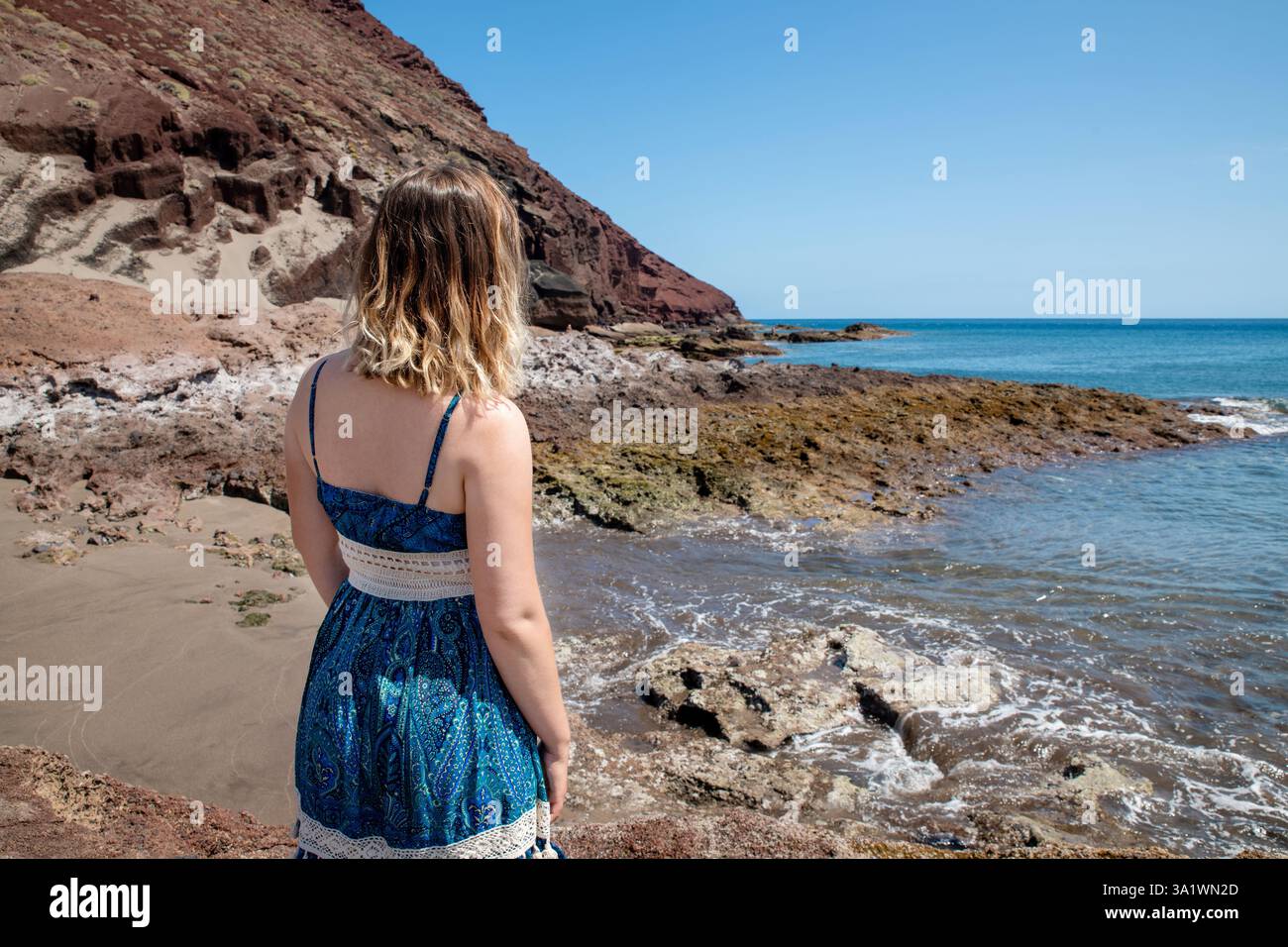 Slim blonde female rear view hi-res stock photography and images - Alamy