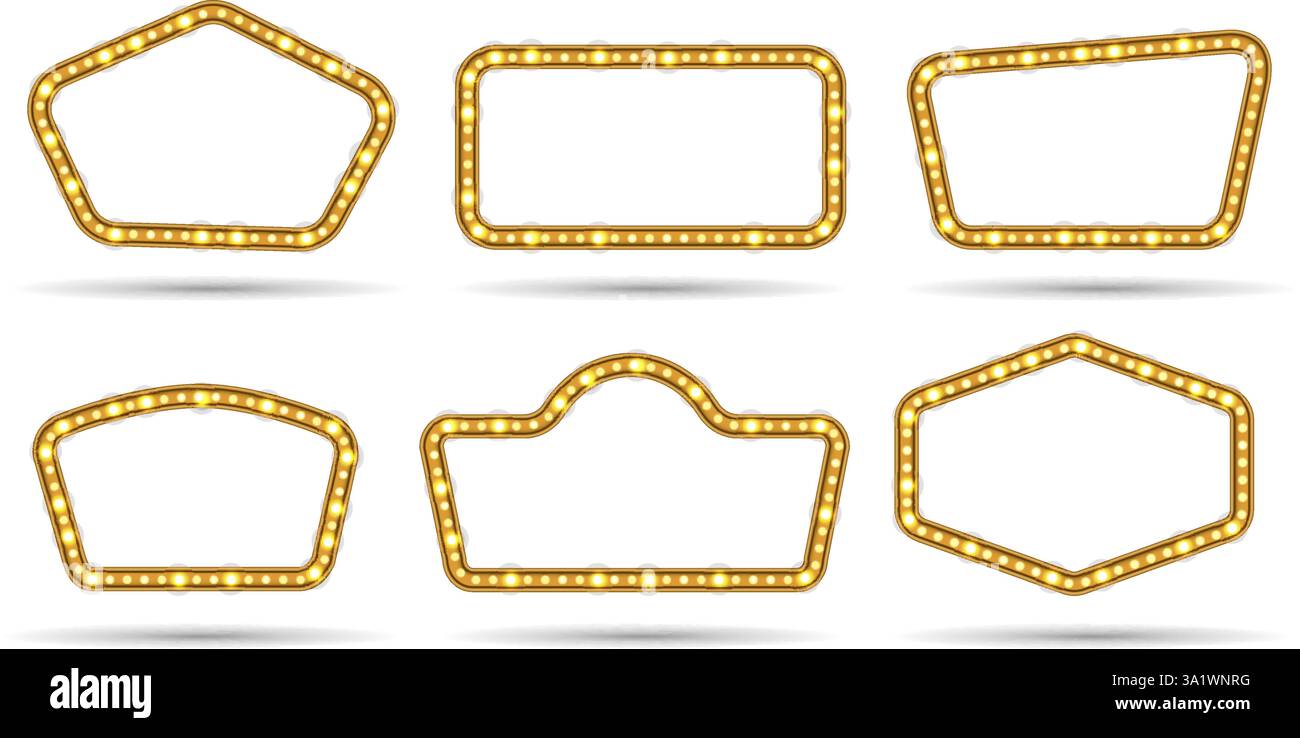 Vintage lightbulbs empty frames Stock Vector
