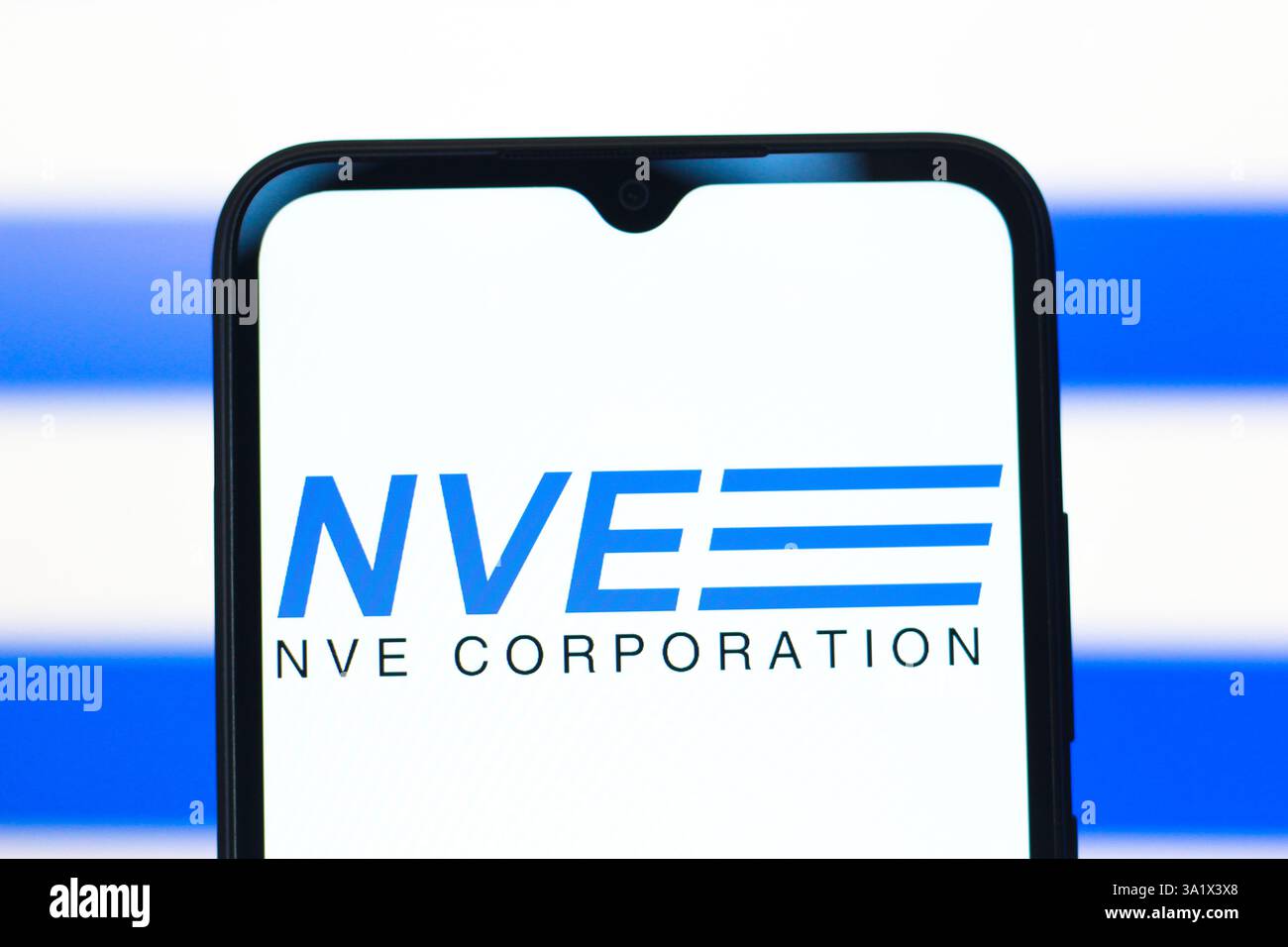 In this photo illustration, the NVE Corporation logo is seen displayed ...