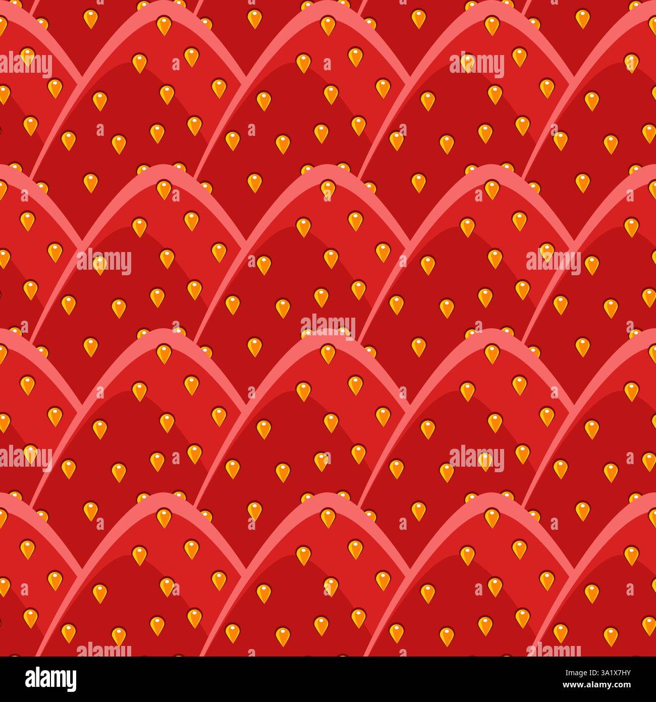 Strawberry berries seamless pattern macro vector illustration Stock Vector