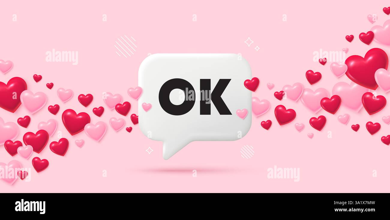 OK text tag. Approved okay message. 3d speech bubble. Vector Stock Vector