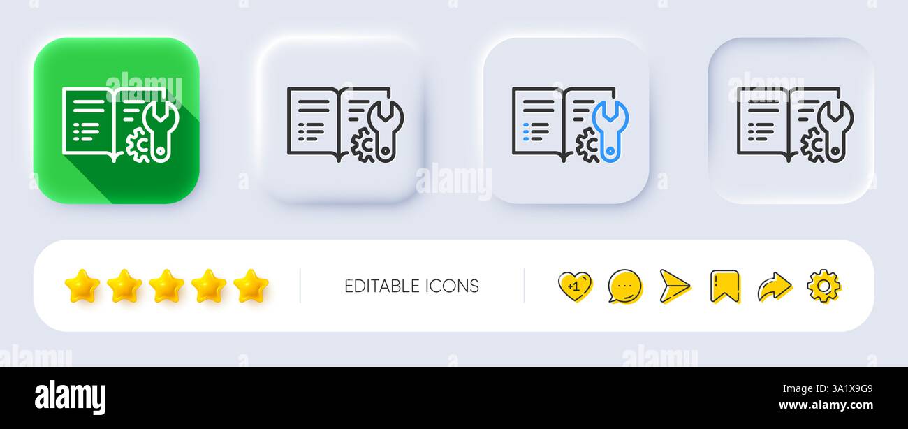 Engineering documentation line icon. Technical instruction sign ...