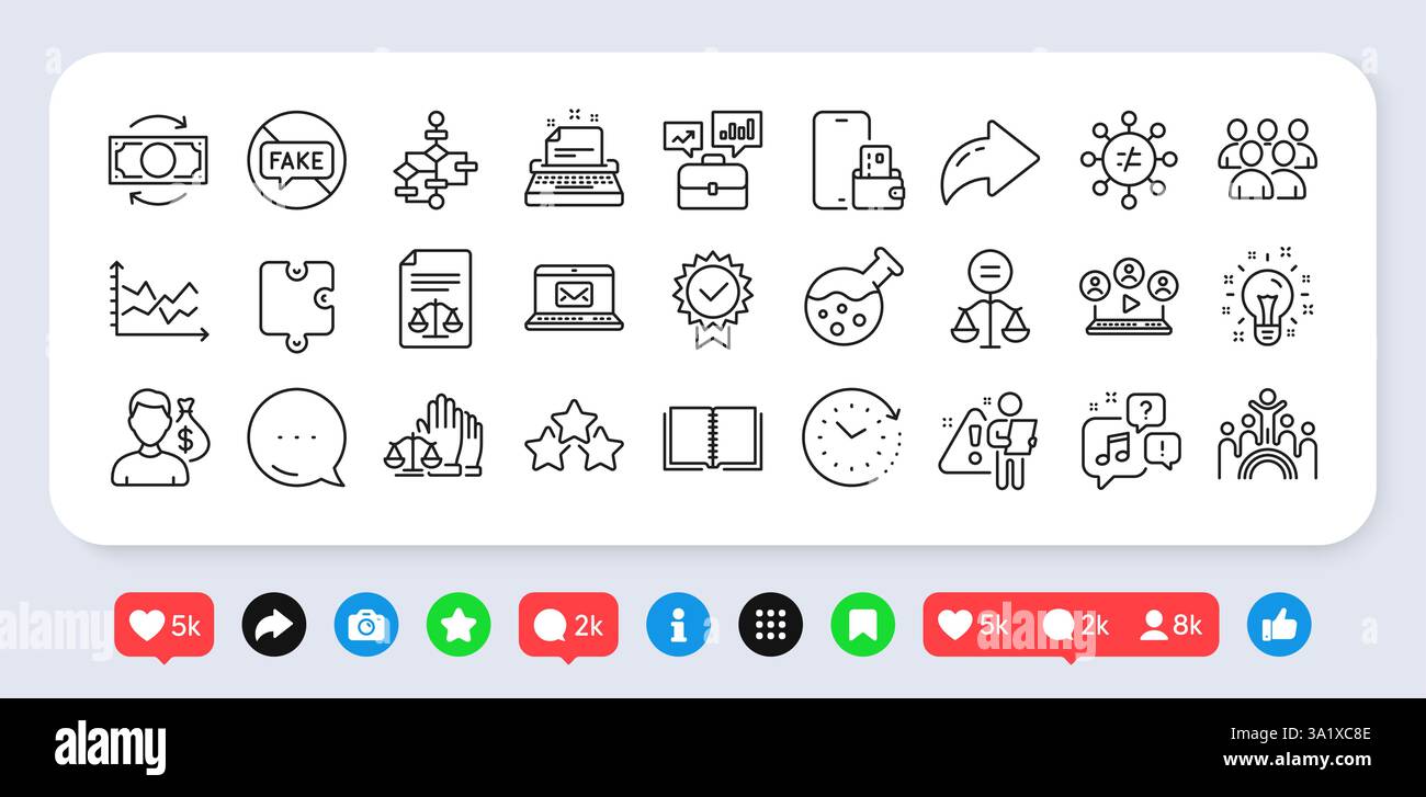 Inclusion, Discrimination and Search employee line icons pack. For web ...
