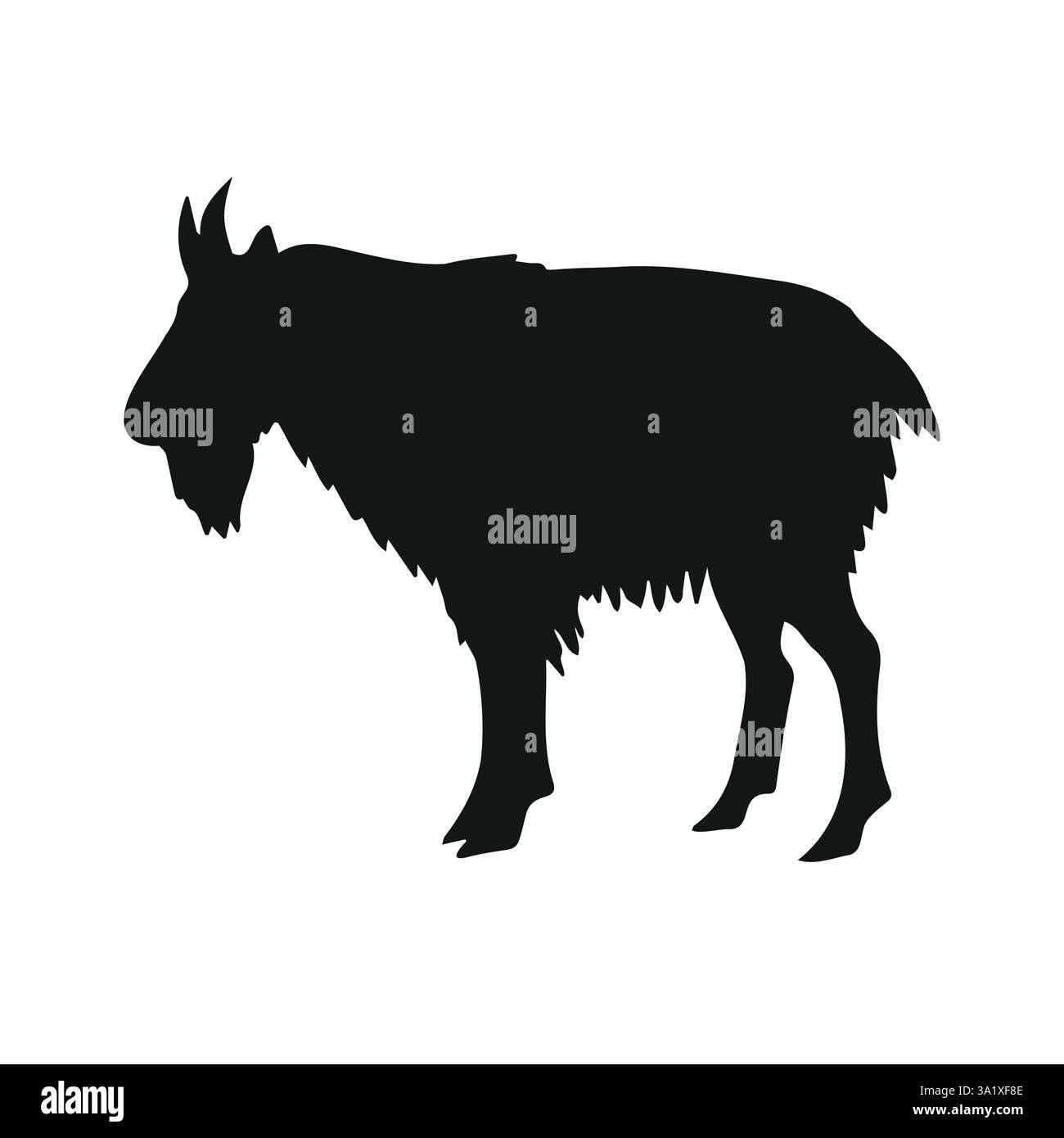 Vector hand drawn wild goat silhouette isolated on white background Stock Vector