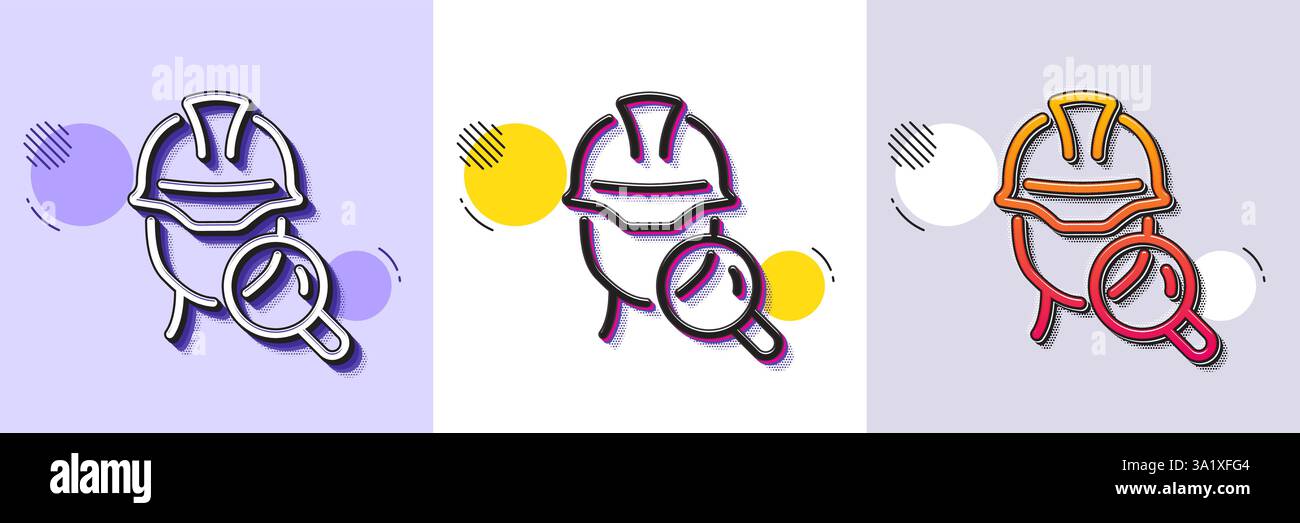 Inspect line icon. Halftone dotted pattern. Gradient icon with grain ...