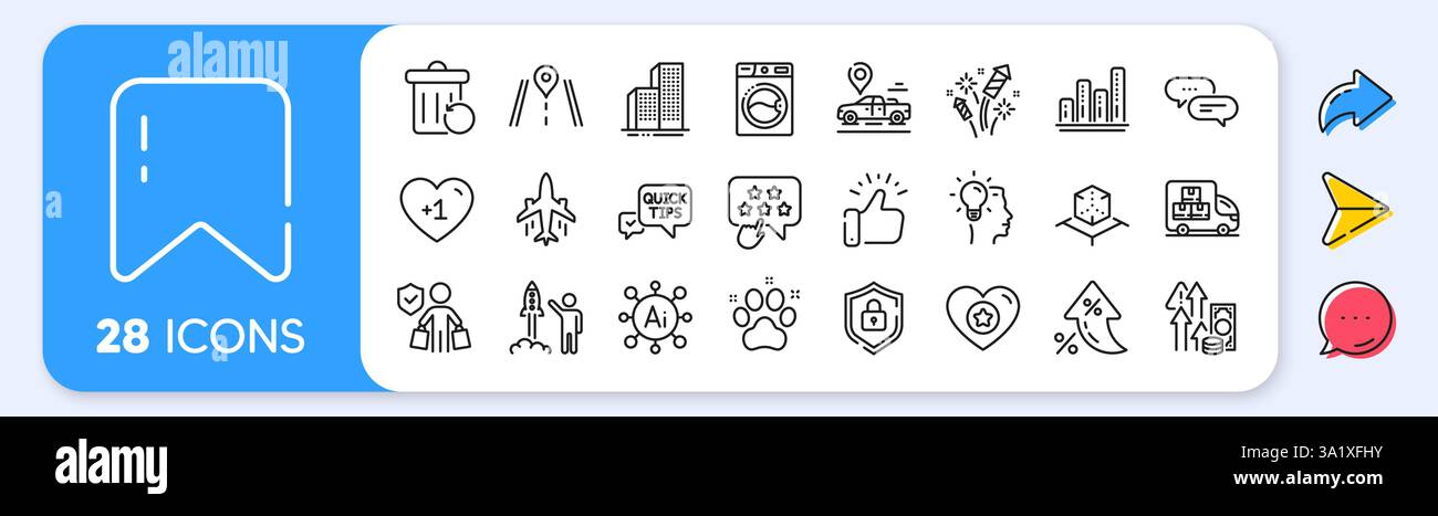 Washing machine, Graph chart and Plane line icons. Interest rate, AI ...