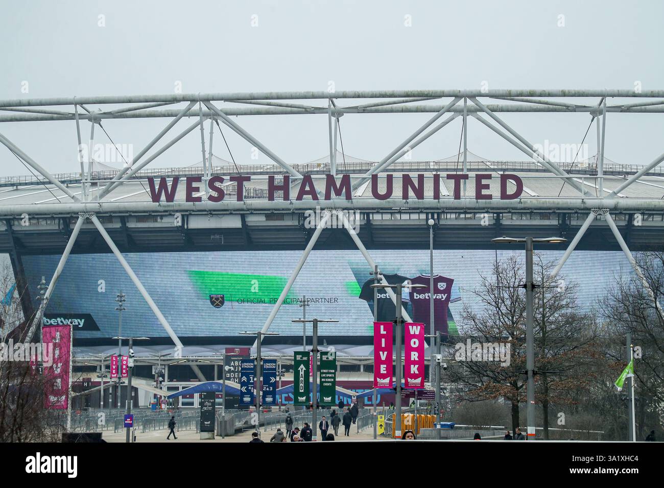 A general exterior view of London Stadium, Home of West Ham United ...