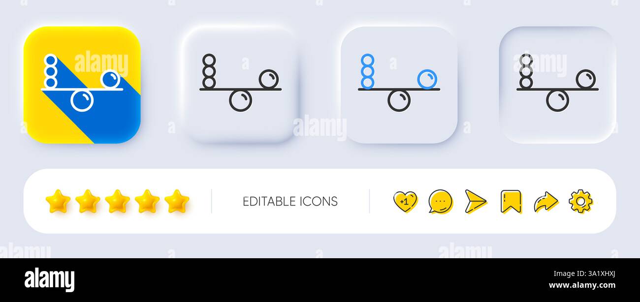 Balance line icon. Neumorphic, Flat shadow, 3d buttons. Mind stability ...
