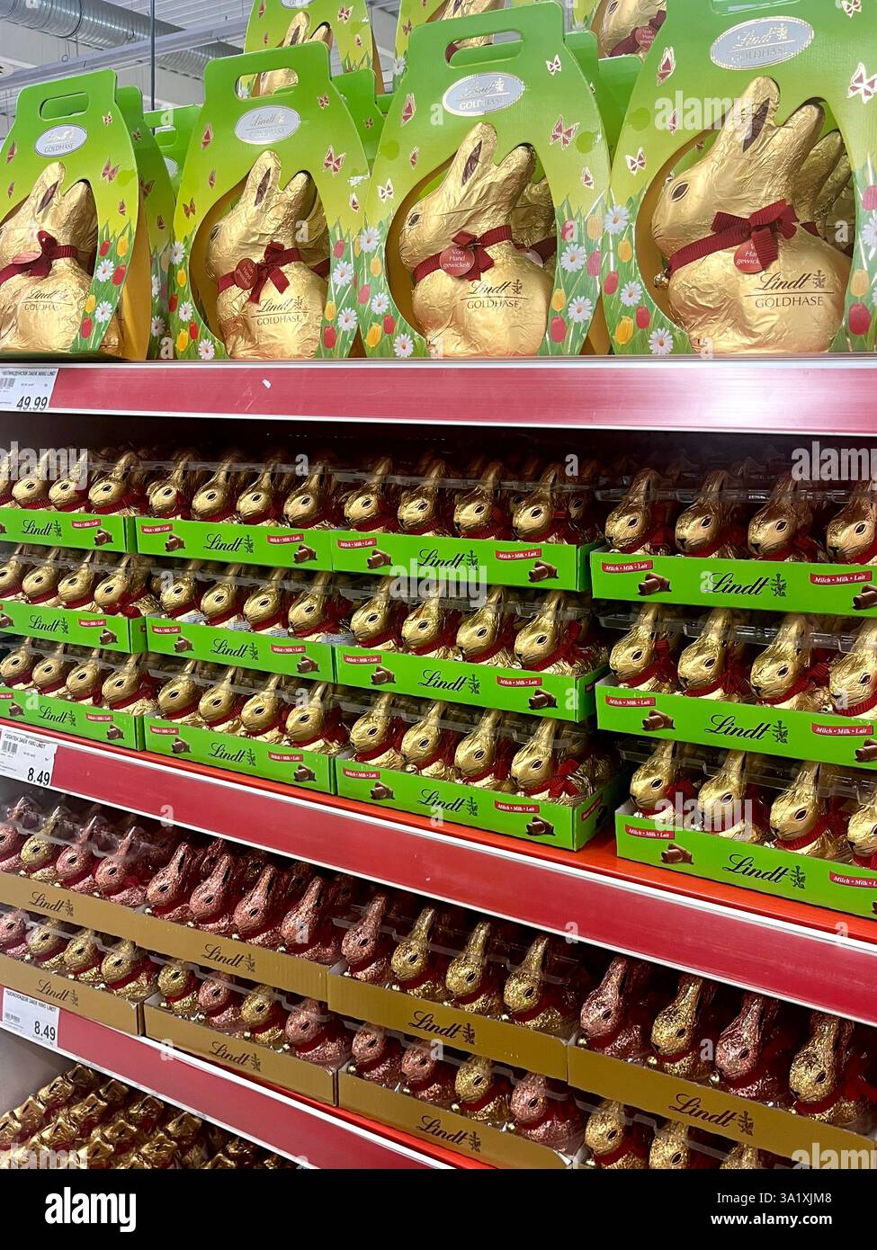 Lindt, Easter, Gold Bunny, Easter treats, Easter chocolates, chocolate products, gold bunny Easter eggs, Easter egg, traditional sweets, 2025 - Smartphone Captured Stock Image