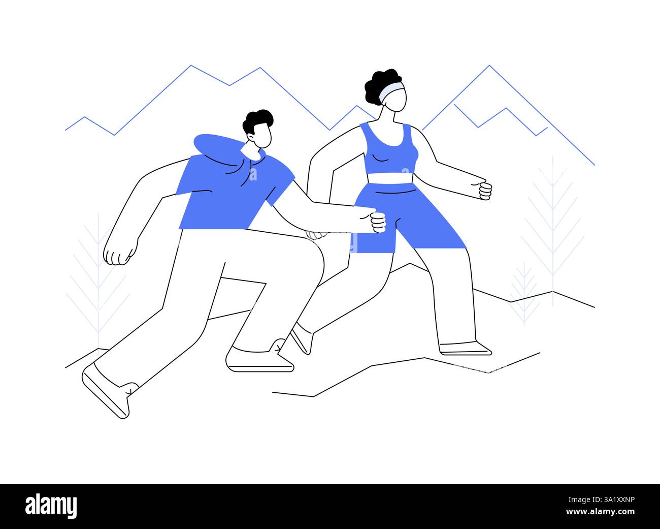 Trail running isolated cartoon vector illustrations. Stock Vector