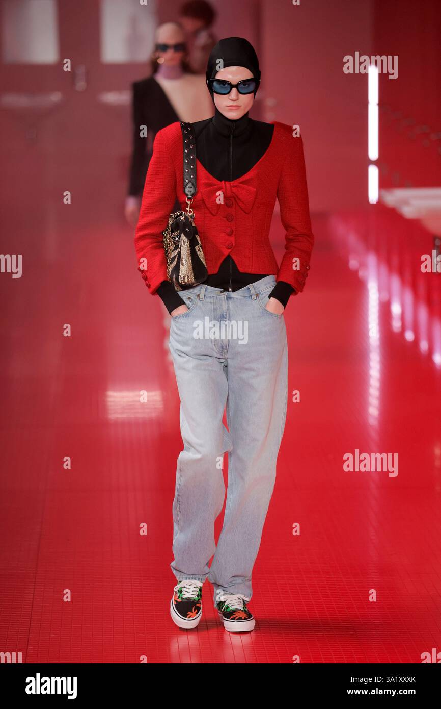 Model Bodine Van Galen walks on the runway during the Valentino Ready ...