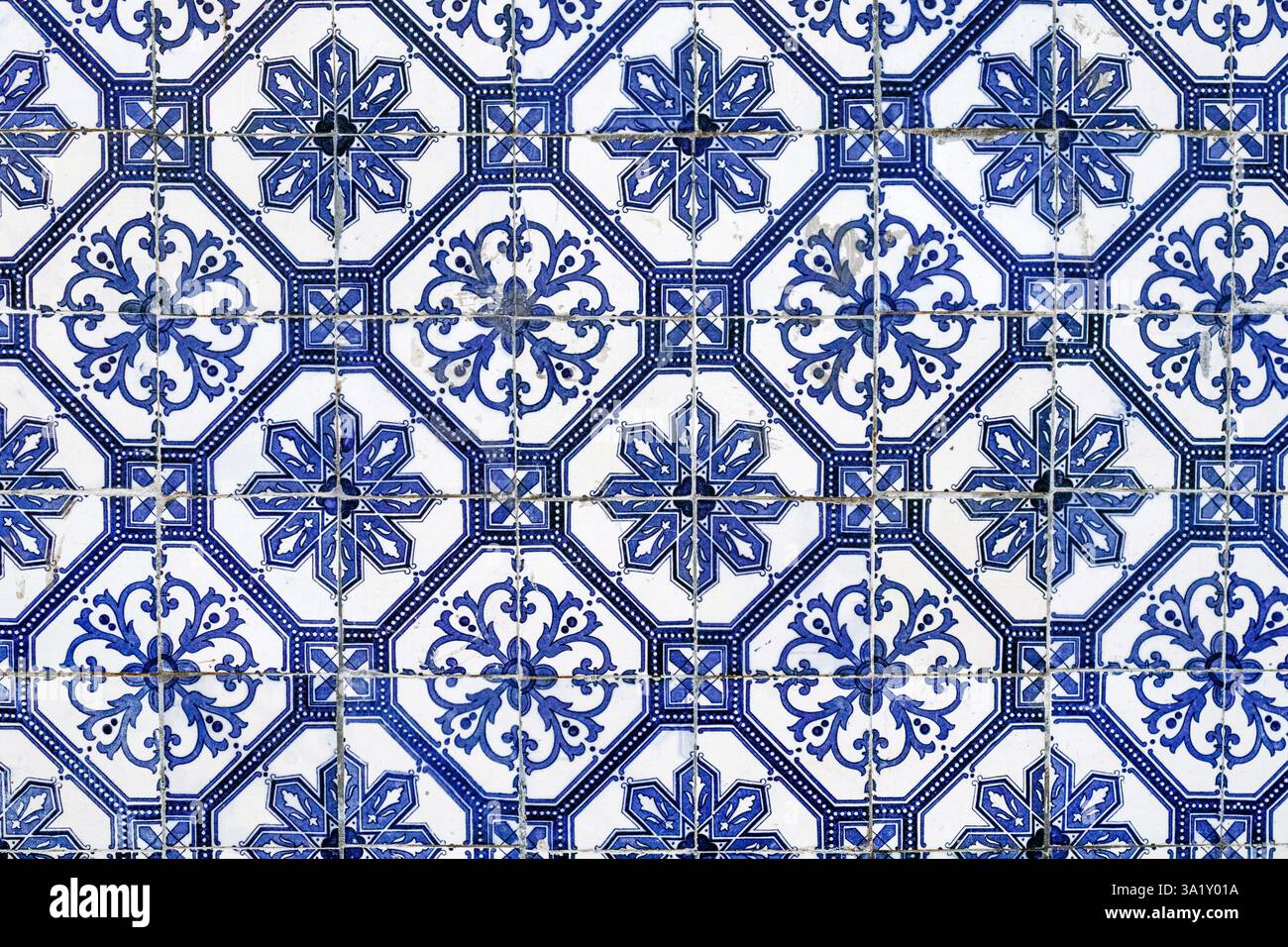Azuljo Close-up of traditional azulejo tiles on a historic facade in downtown ...