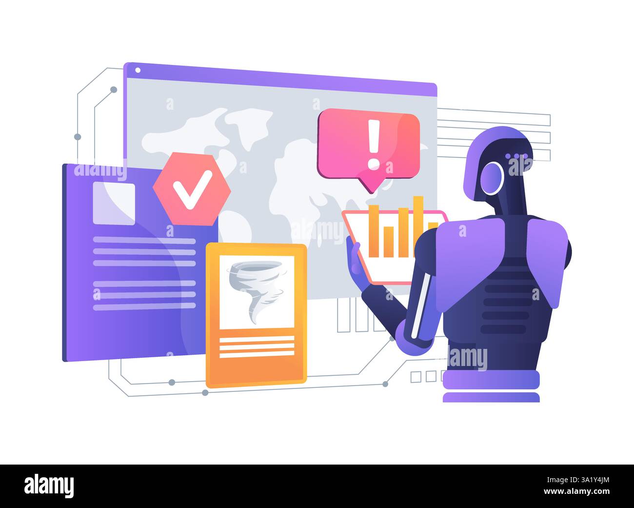 AI Disaster Response Planning abstract concept vector illustration ...