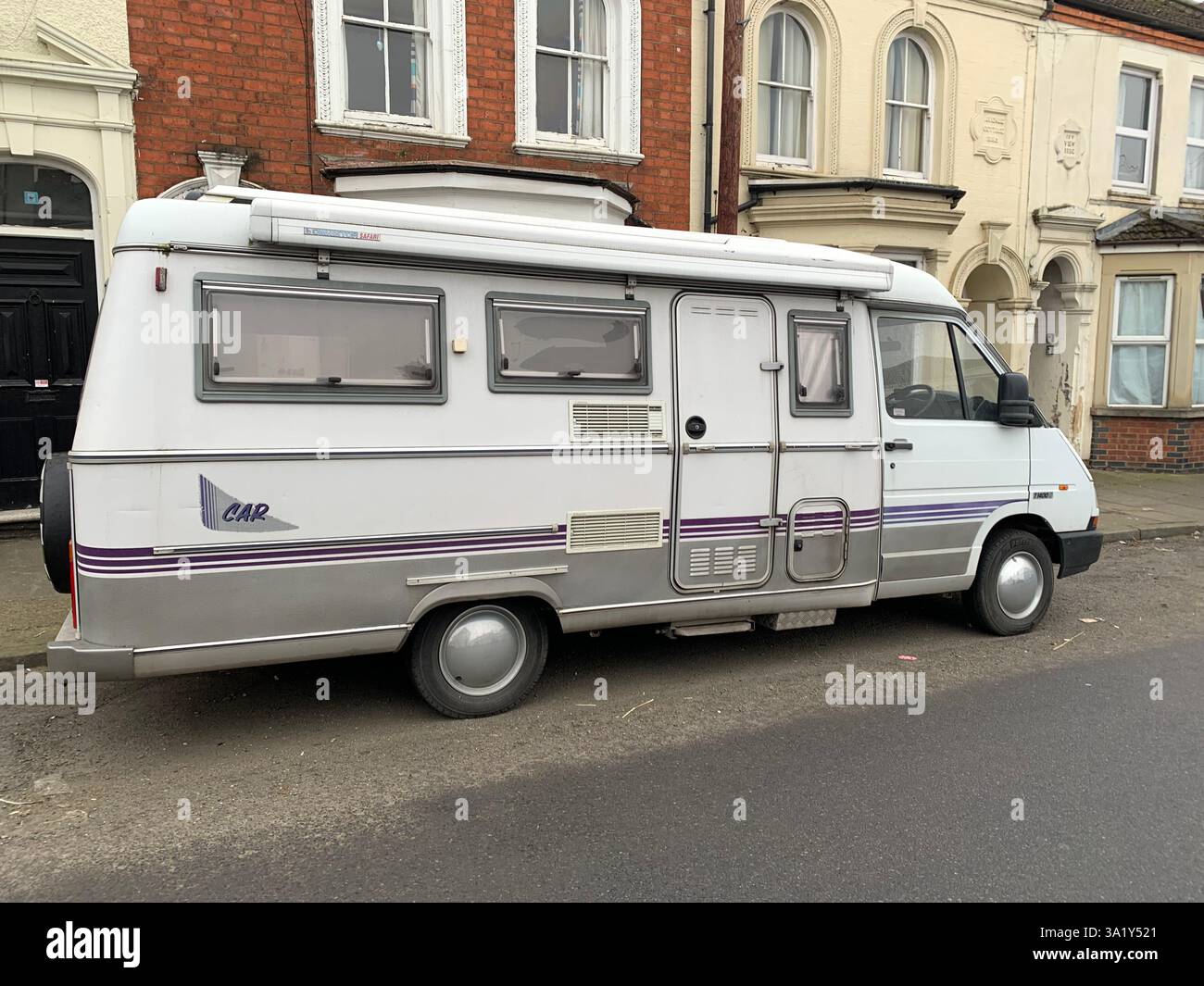 Camper van camper vans Northampton Racecourse parked outside - Smartphone Captured Stock Image