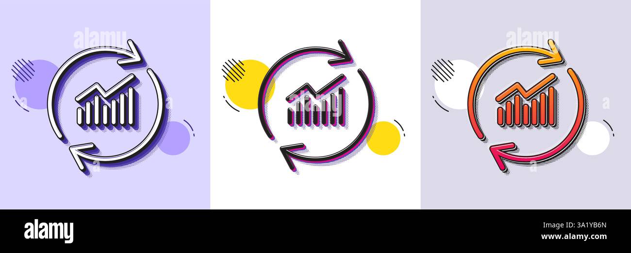 Chart line icon. Update Report graph sign. Halftone dotted pattern. Vector Stock Vector