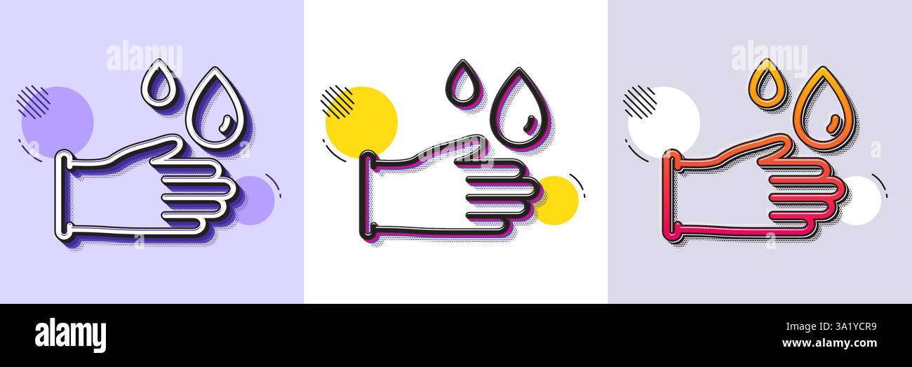Cleaning rubber gloves line icon. Hygiene sign. Halftone dotted pattern. Vector Stock Vector