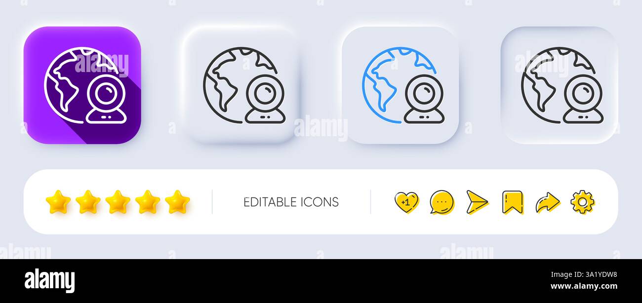 Video conference line icon. Virtual presentation sign. Neumorphic buttons. Vector Stock Vector