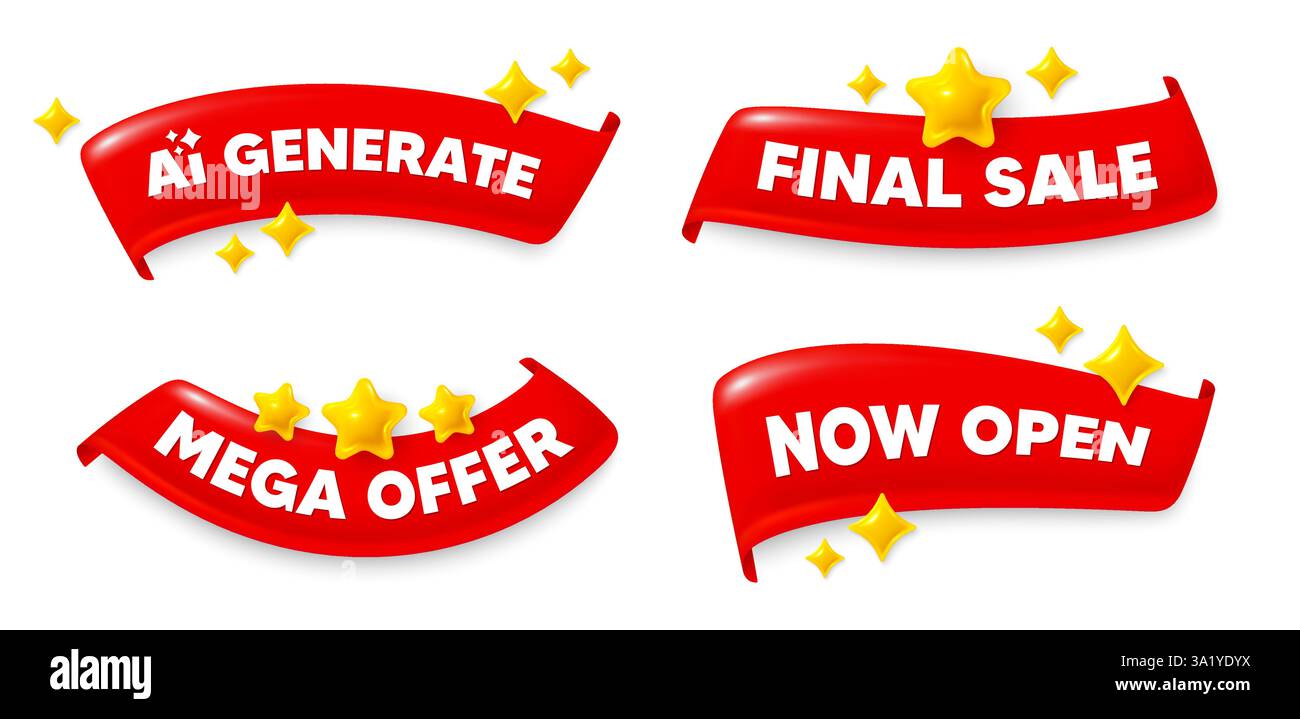 Generate AI. Artificial intelligence sign. Flag ribbons banners. Vector Stock Vector