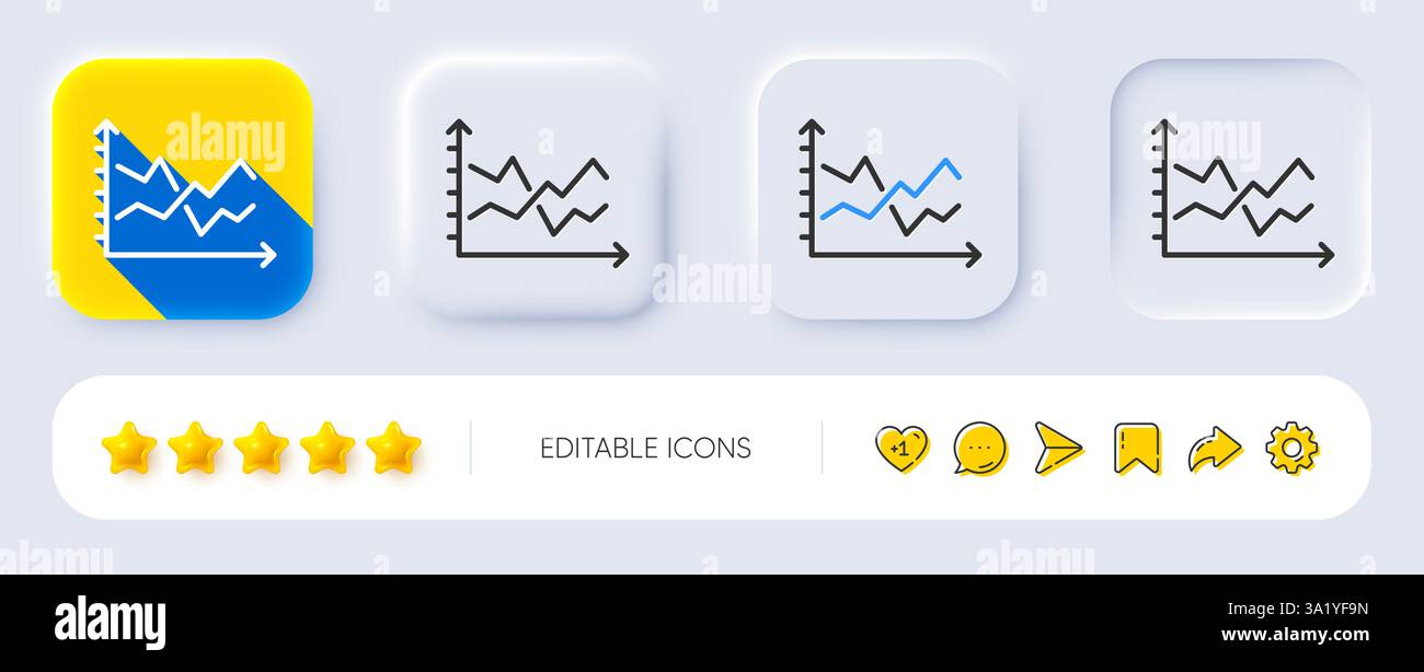 Diagram chart line icon. Presentation graph sign. Neumorphic buttons ...