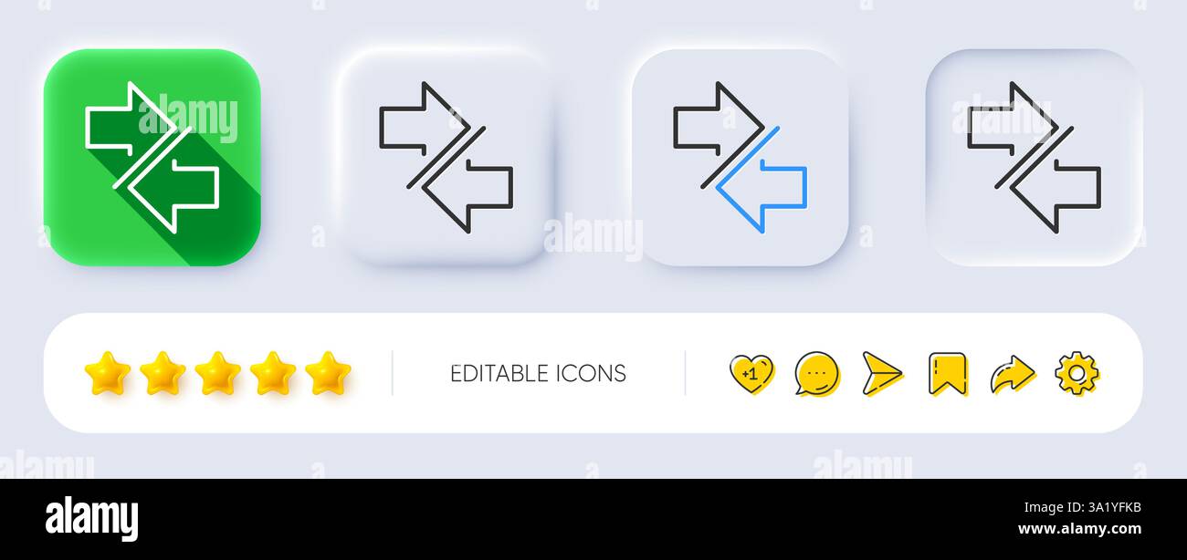 Synchronize arrows line icon. Arrowheads. Neumorphic buttons. Vector Stock Vector
