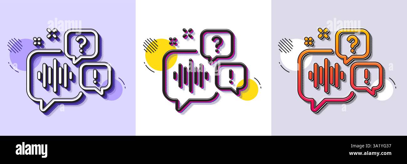 Voicemail line icon. Audio message sign. Halftone dotted pattern. Vector Stock Vector