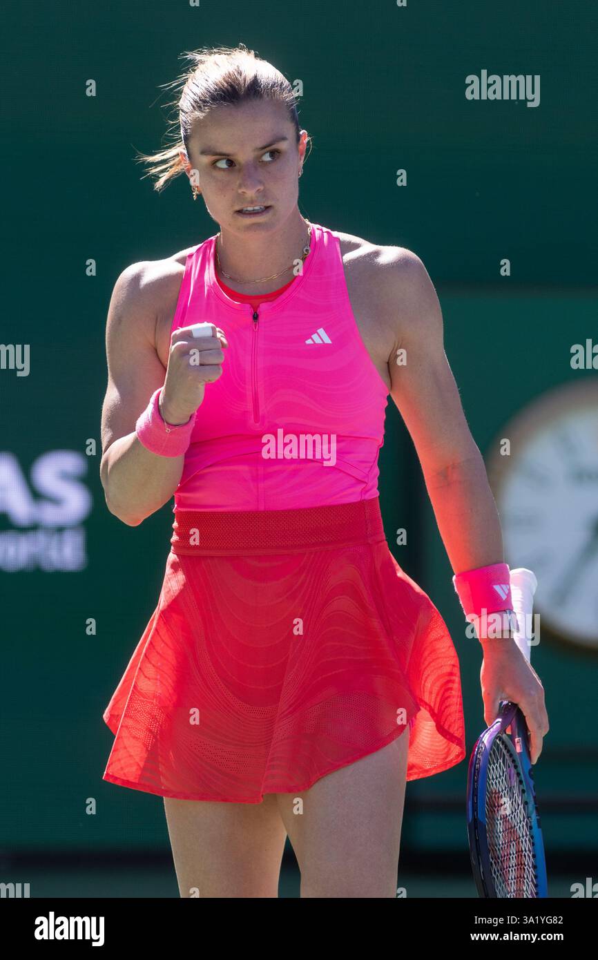 March 10, 2025 Maria Sakkari (GRE) reacts during the round 3 match