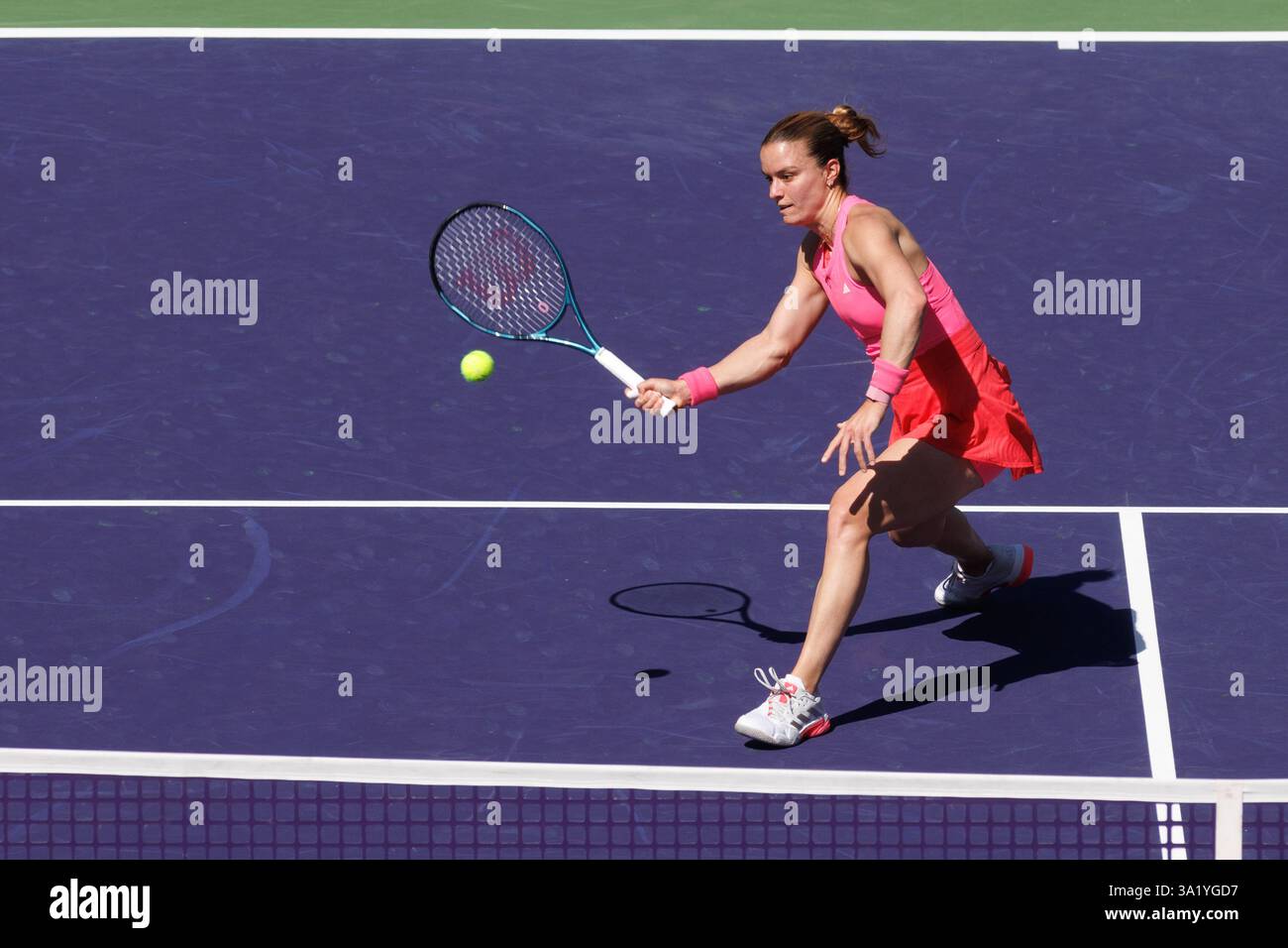 March 10, 2025 Maria Sakkari (GRE) in action against Coco Gauff (USA