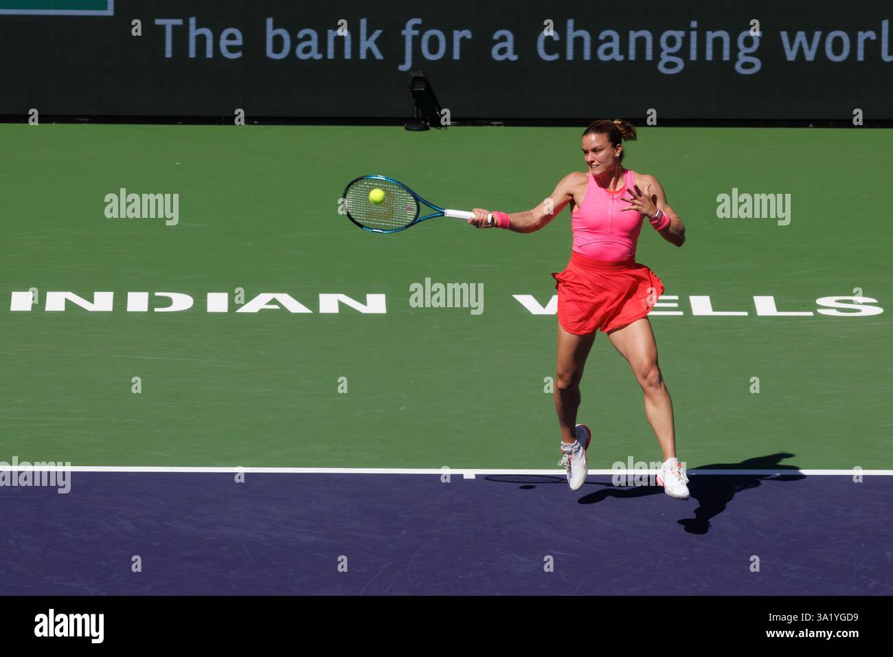 March 10, 2025 Maria Sakkari (GRE) in action against Coco Gauff (USA