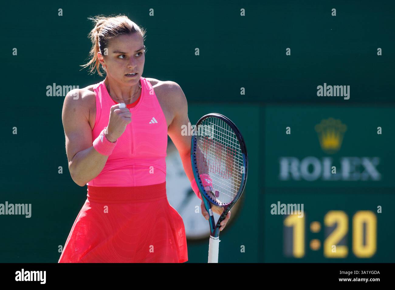 March 10, 2025 Maria Sakkari (GRE) reacts during the round 3 match