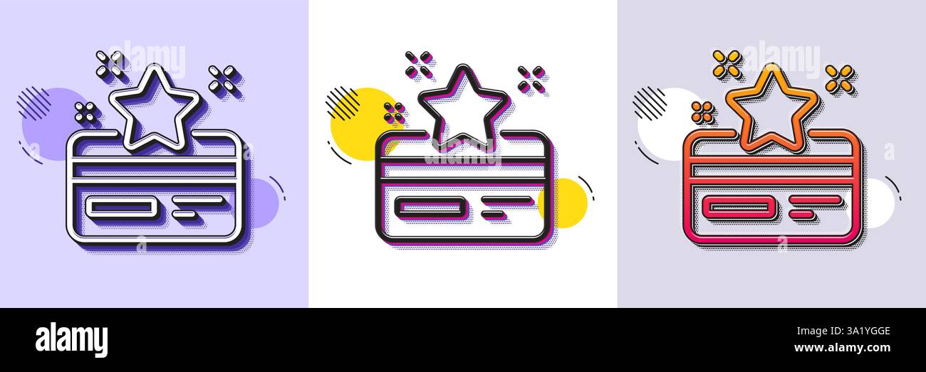 Loyalty card line icon. Bonus points. Discount program. Halftone dotted pattern. Vector Stock Vector