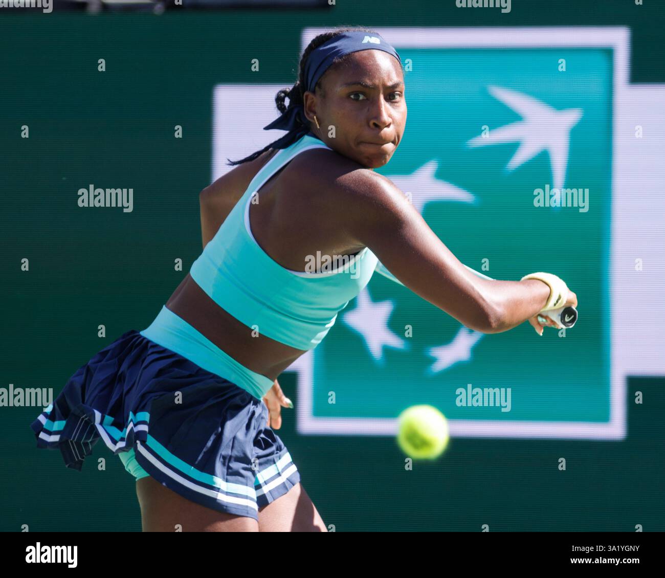 March 10, 2025 Coco Gauff (USA) in action against Maria Sakkari (GRE