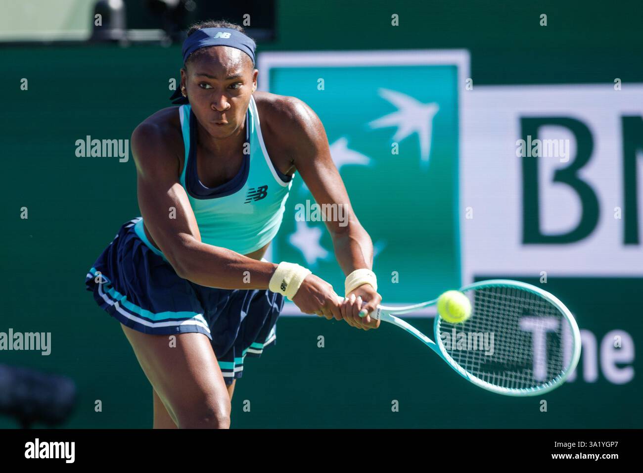 March 10, 2025 Coco Gauff (USA) in action against Maria Sakkari (GRE