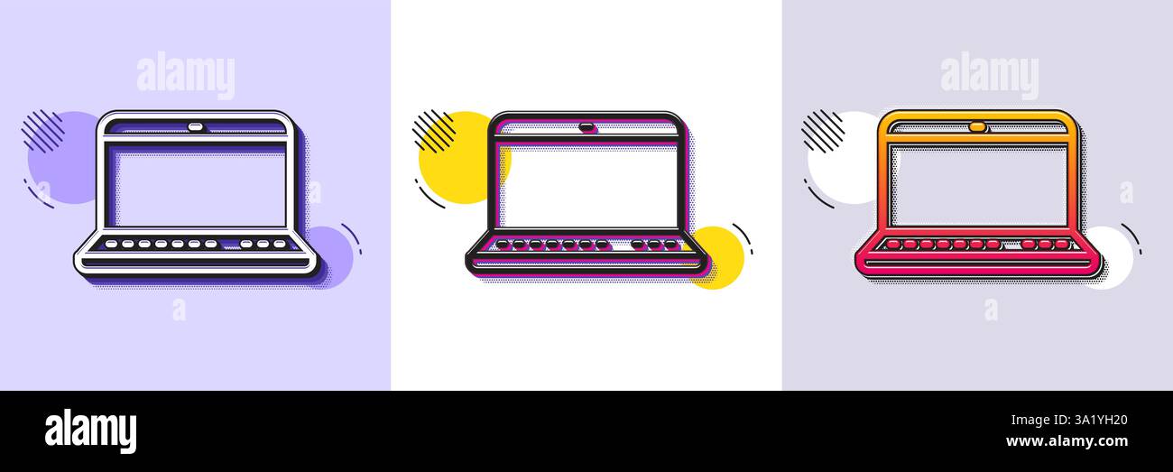 Laptop computer icon. Notebook sign. Halftone dotted pattern. Vector Stock Vector