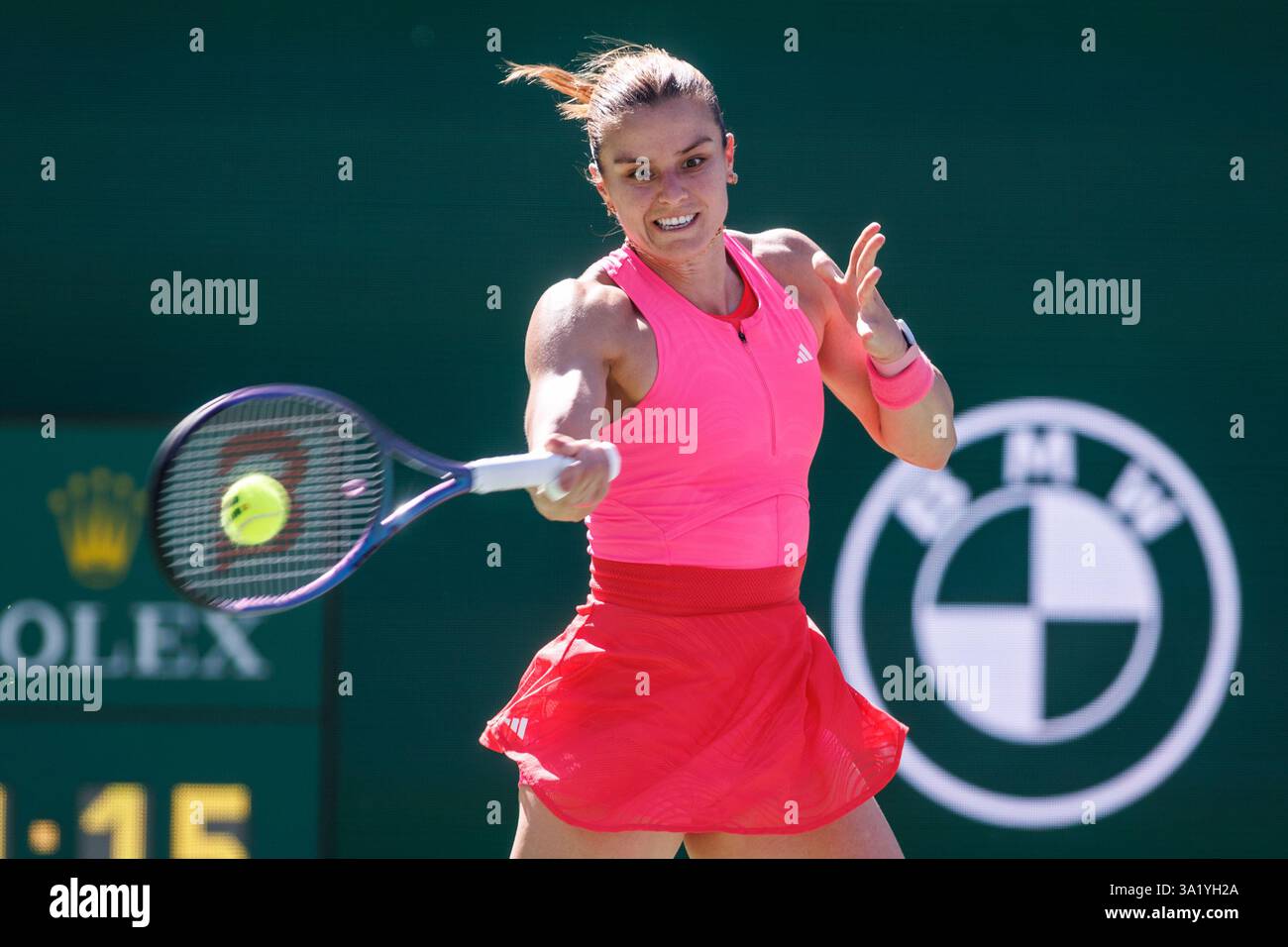March 10, 2025 Maria Sakkari (GRE) in action against Coco Gauff (USA