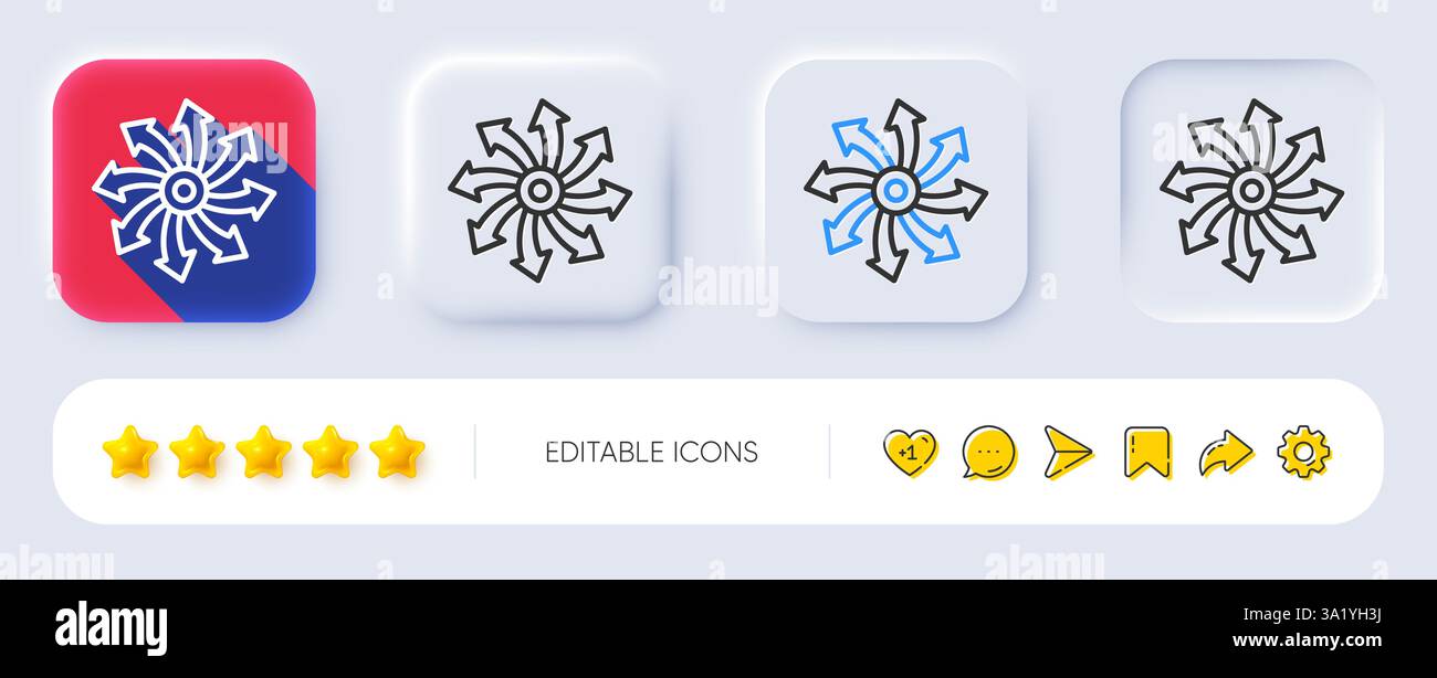Versatile line icon. Multifunction sign. Neumorphic buttons. Vector ...