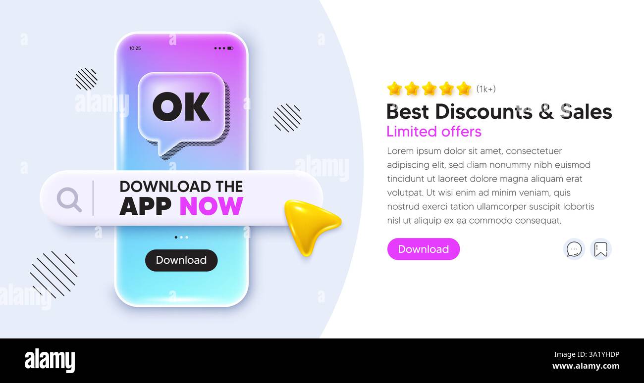 OK text tag. Approved okay message. Mobile phone banner. Vector Stock Vector