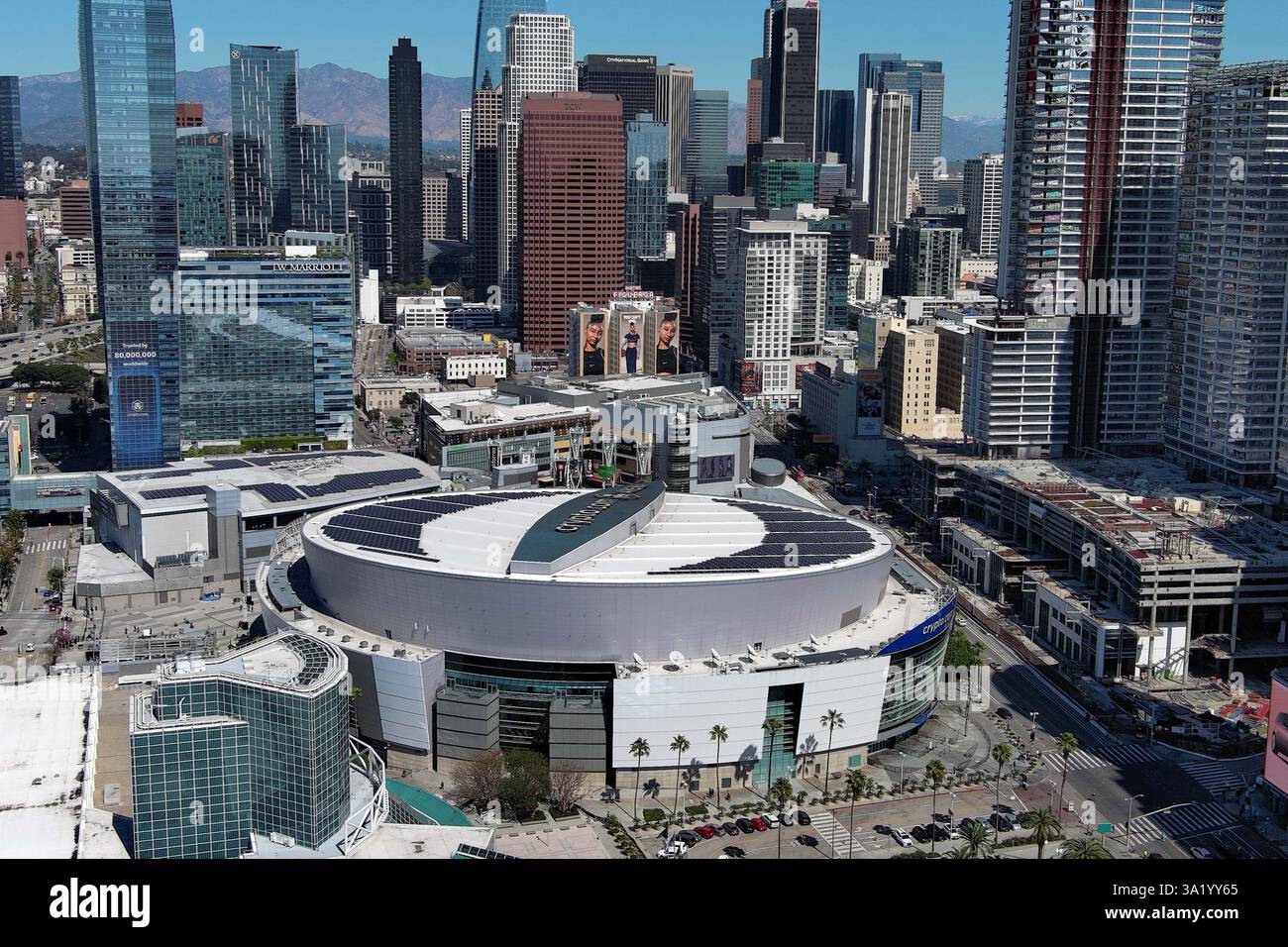 A General Overall Aerial View Of The Crypto Arena And Downtown