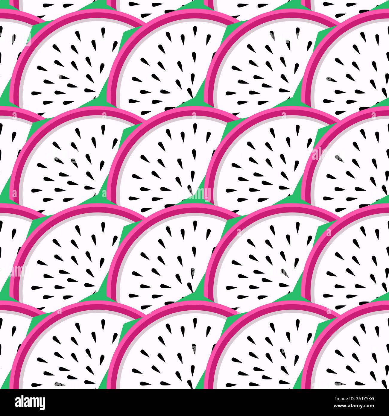 Dragonfruit slices seamless pattern vector illustration Stock Vector