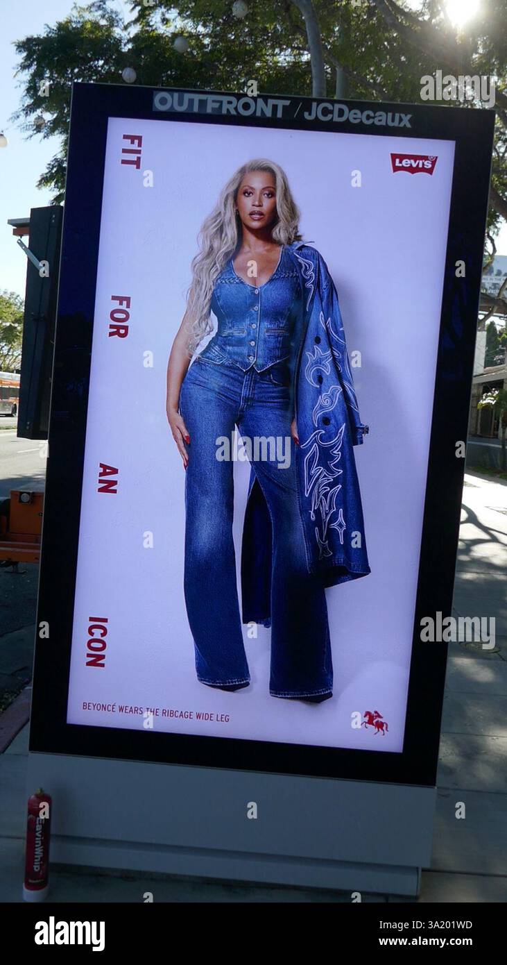 Los Angeles, California, USA 9th March 2025 Singer Beyonce Levis Poster ...