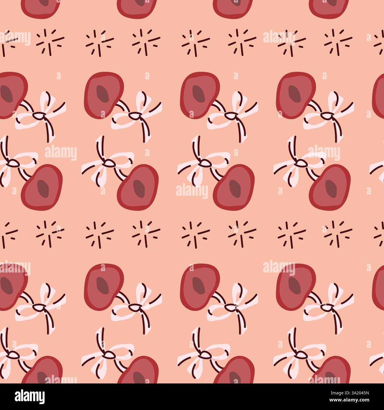 Seamless pattern of coconut halves and splashes on pink background. Stock Vector