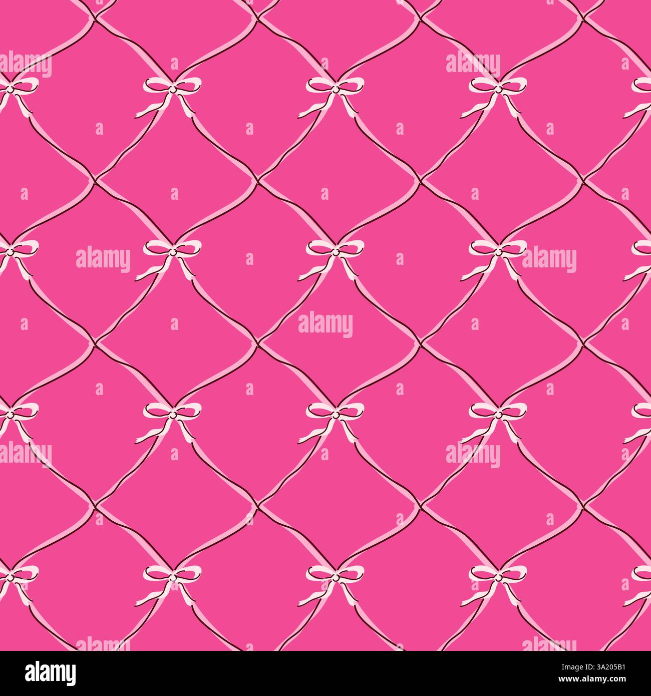 Seamless pink pattern with elegant bows and diamond shapes. Stock Vector