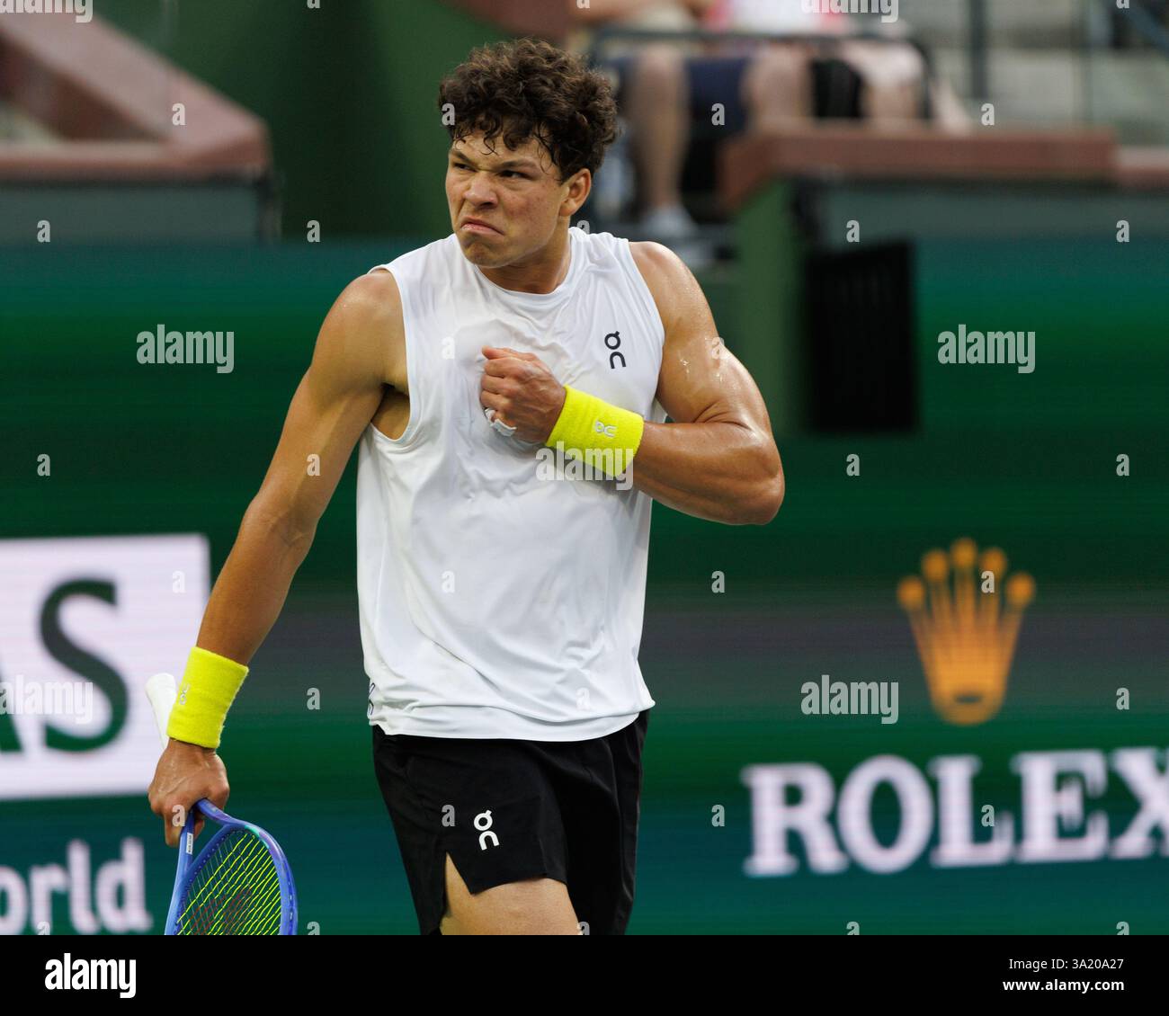 March 10, 2025 Ben Shelton (USA) reacts during the round 3 match