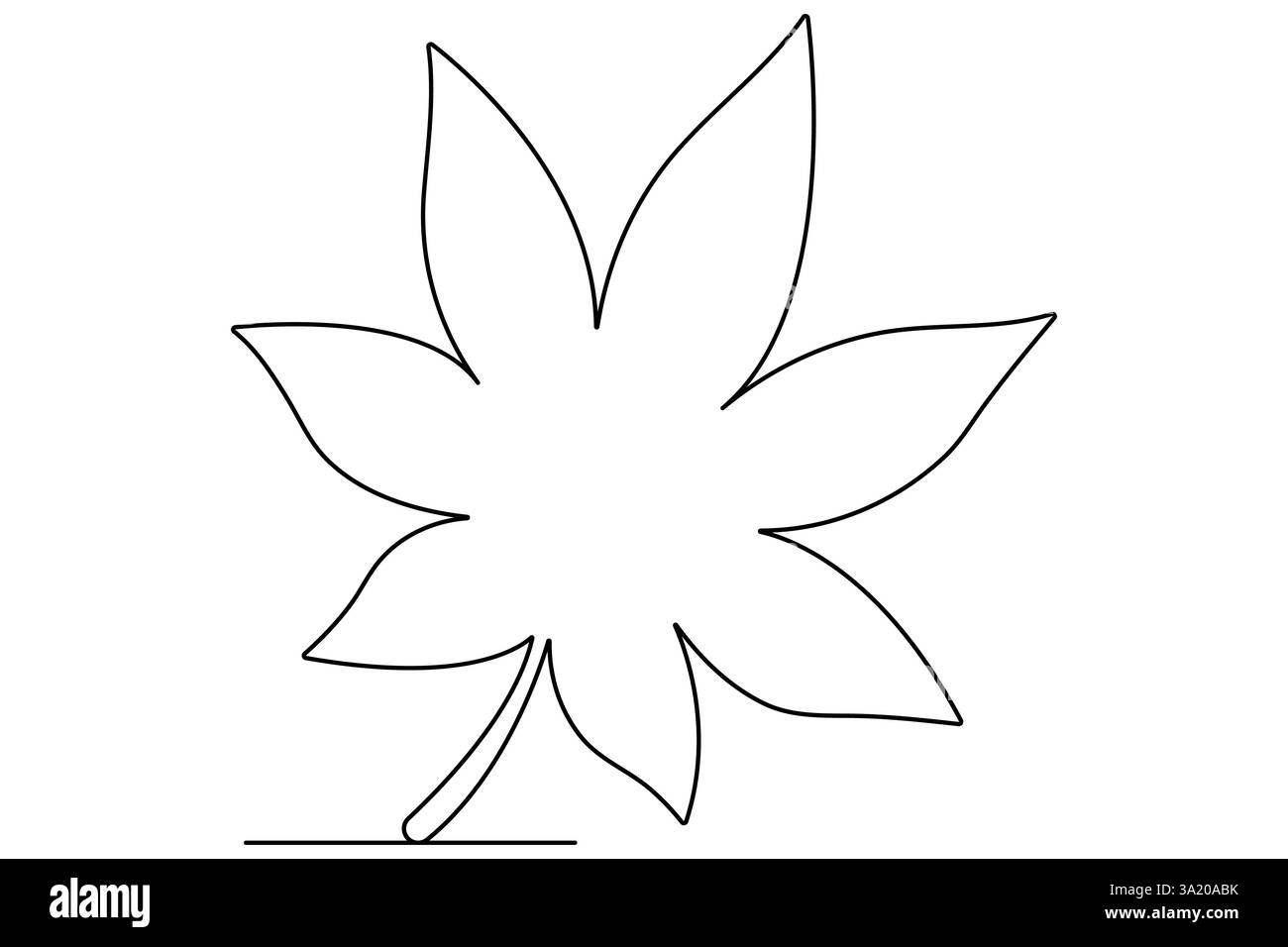 Continuous one line art drawing maple leaf botanical decorative symbol ...