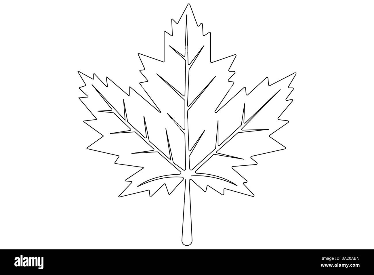 Continuous one line art drawing maple leaf botanical decorative symbol ...
