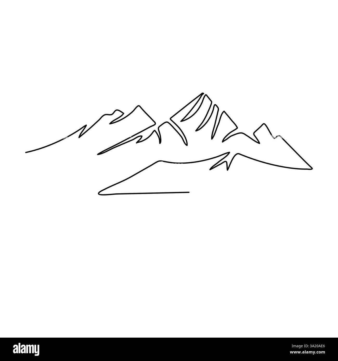Mountain icon continuous one line art drawing and outline vector ...
