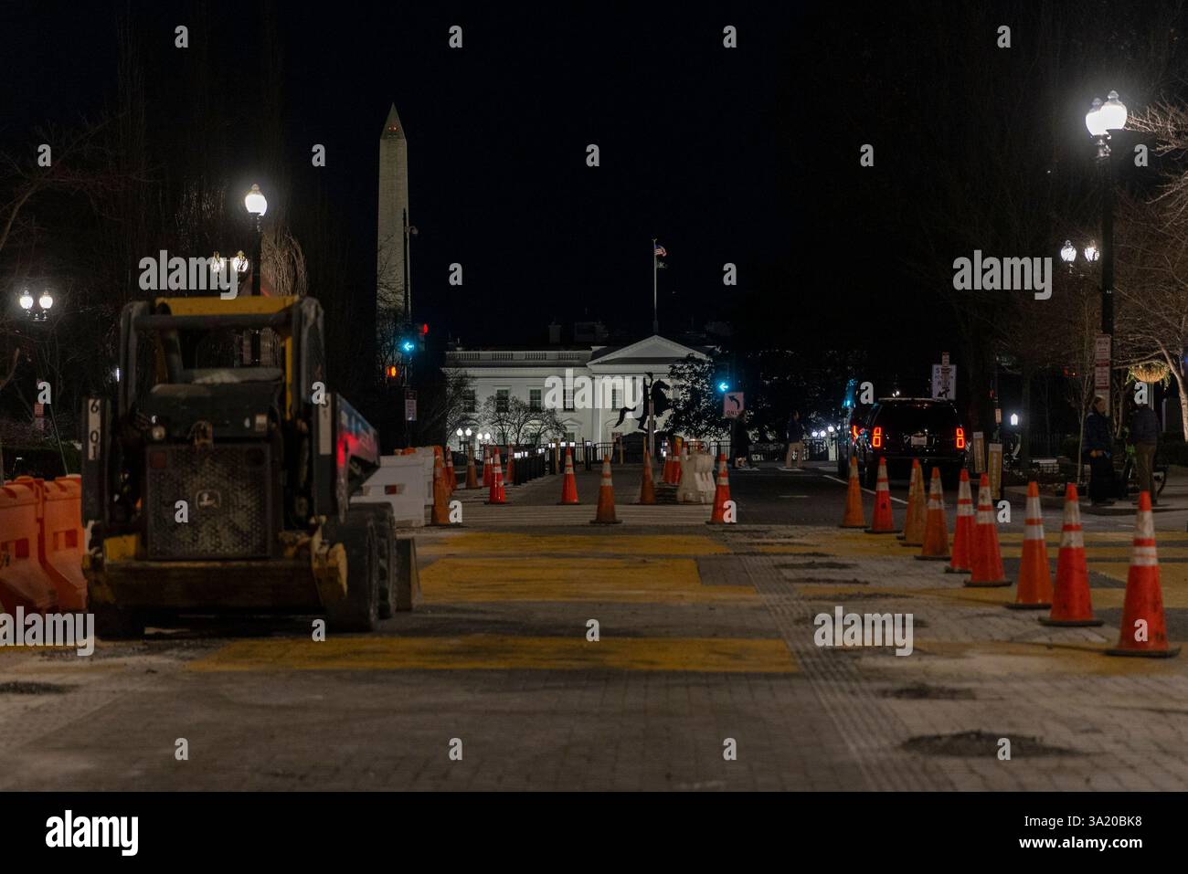 Washington DC, USA. 10th Mar, 2025. Local government crews began removing the 'Black Lives Matter' street mural and plaza in Washington, D.C., on March 10, 2025. The BLM mural was painted near the White House during the 2020 protests following the murder of George Floyd by police officer Derek Chauvin in Minneapolis, Minnesota. Credit: Aashish Kiphayet/Alamy Live News Stock Photo